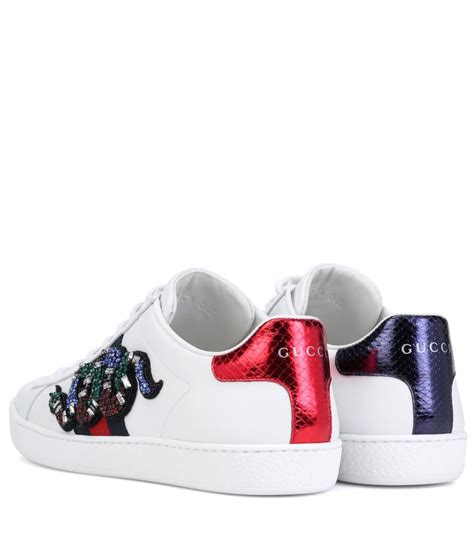 gucci ace embroidered snake sneaker|Gucci ace embellished leather sneakers.